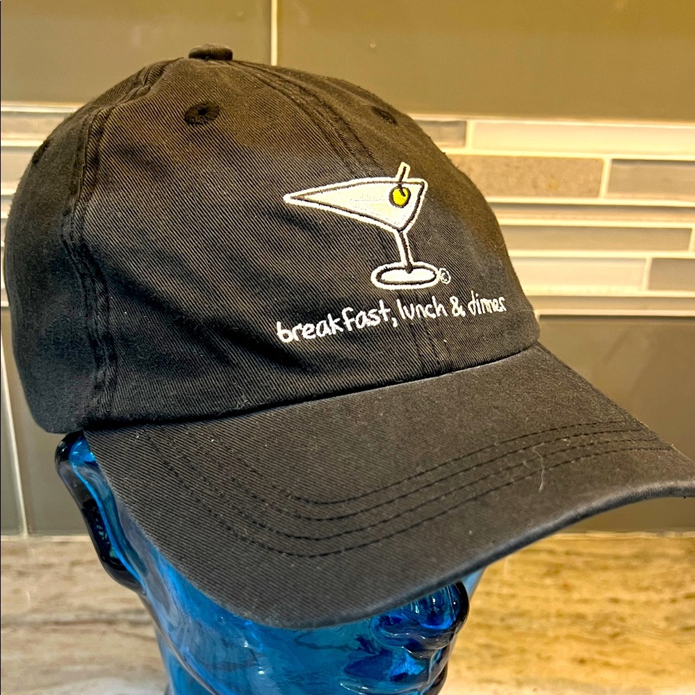 Funny baseball hat with martini “breakfast, lunch and dinner” adjustable l